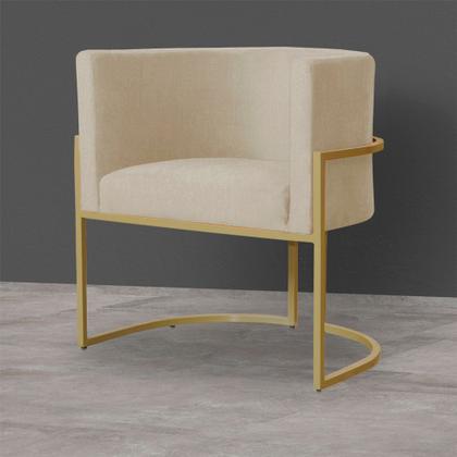 Imagem de Kit 6 Poltronas Decorativa Sala de Estar Luana Base Gold Suede Bege - Montanaris Decor