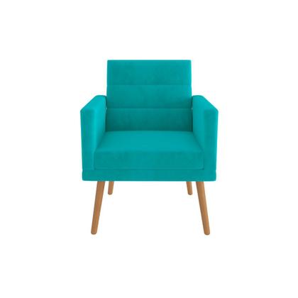 Imagem de Kit 6 Poltronas Decorativas Lux Suede Azul Turqueza