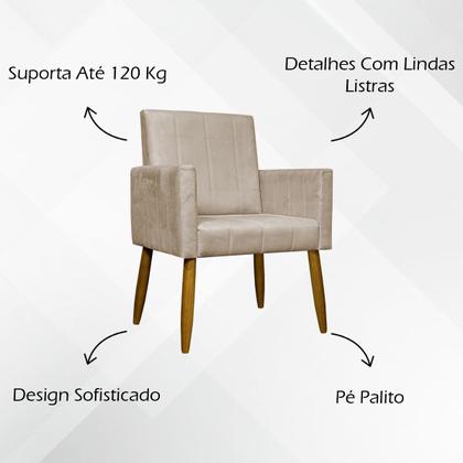 Imagem de Kit 6 Poltronas Decorativas Para Sala Quarto Recepção Escritório Confortável Luxo Mari Suede