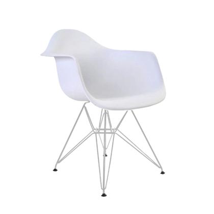 Imagem de Kit 6 Poltronas Eames Eiffel Branca com Braço Daw Ferro Branco