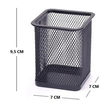 Imagem de Kit 6 Porta Caneta Lápis Pincel Aramado Quadrado Metal Preto