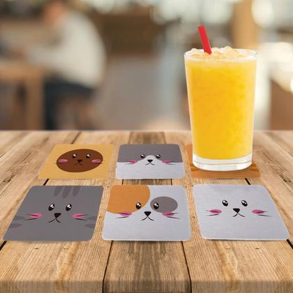 Imagem de Kit 6 Porta Copos Criativos - Gatinhos Kawaii