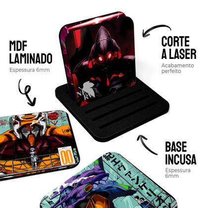 Imagem de Kit 6 Porta Copos MDF Bolacha Neon Genesis Evangelion