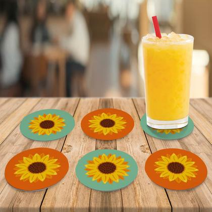 Imagem de Kit 6 Porta Copos Redondos - Girassol