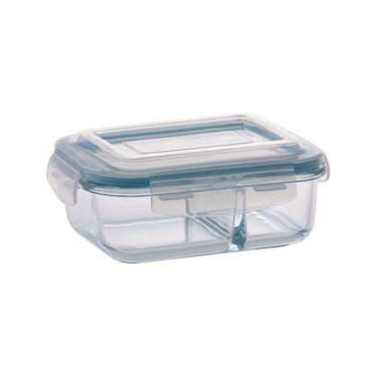 Imagem de Kit 6 Pote de Vidro Hermético Com Divisoria 640ml Marmita