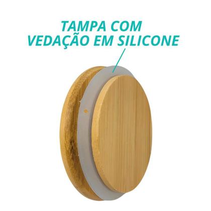 Imagem de Kit 6 Pote Hermético Mantimento Vidro Com Tampa Bambu 200ml