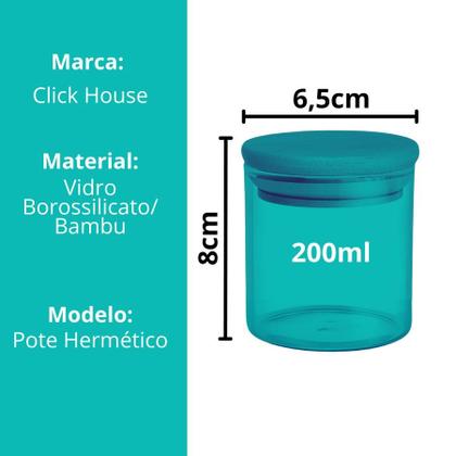 Imagem de Kit 6 Pote Hermético Mantimento Vidro Com Tampa Bambu 200ml