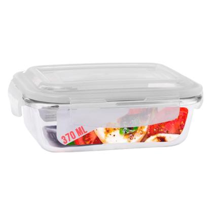 Imagem de Kit 6 Pote Tampa Hermetica Retangular Vidro 370ml Multiuso