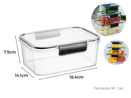 Imagem de Kit 6 Potes Acrílico Herméticos Com Tampa 1,4L Mantimentos