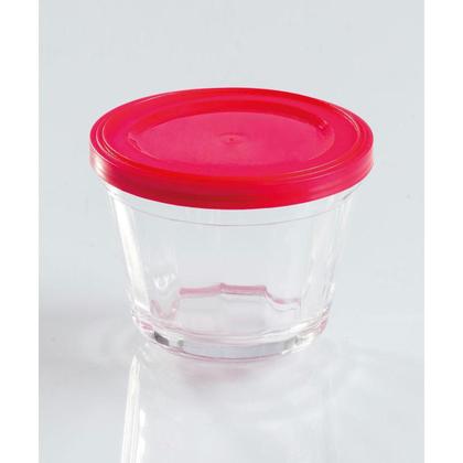 Imagem de Kit 6 Potes Americanos Tigelas Pequenas de Vidro 150ml Marinex com Tampa Plástica Colorida