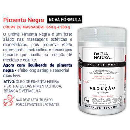 Imagem de Kit 6 Potes Creme de Massagem Dagua Natural Pimenta Negra 1kg Redução de Medidas e Celulite