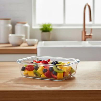 Imagem de Kit 6 Potes de Vidro Herméticos Urbantek 370ml Retangular com Travas Laterais