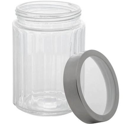 Imagem de Kit 6 Potes de Vidro Porta Mantimentos 1,2L Tampa Inox Lyor Organizador de Condimentos