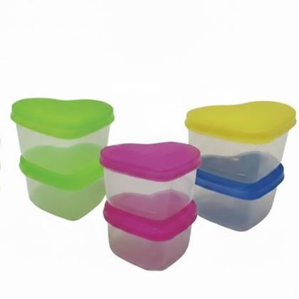 Imagem de Kit 6 Potes Formato Coração Tampas Coloridas 50ml LT25