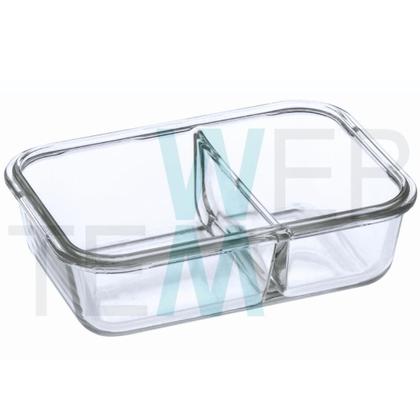 Imagem de Kit 6 Potes Hermético Marmita de Vidro Retangular Com Divisória 1010ml Com Tampa BPA Free: Cozinha Organizada, Sustentabilidade e Alimentos Frescos