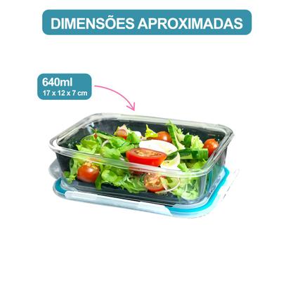 Kit 6 Potes Herméticos Conjunto de Marmitas Fitness Marmitex Vasilha De Vidro Com Tampa 640ml - HouseQ Imagem de Kit 6 Potes Herméticos Conjunto de Marmitas Fitness Marmitex Vasilha De Vidro Com Tampa 640ml