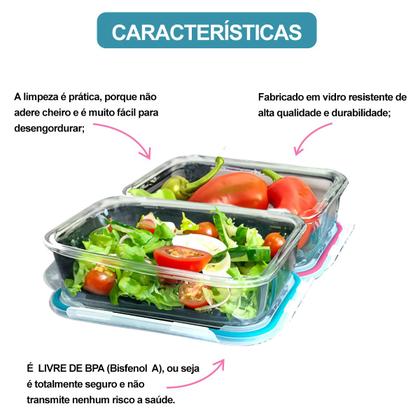 Kit 6 Potes Herméticos Conjunto de Marmitas Fitness Marmitex Vasilha De Vidro Com Tampa 640ml - HouseQ Imagem de Kit 6 Potes Herméticos Conjunto de Marmitas Fitness Marmitex Vasilha De Vidro Com Tampa 640ml