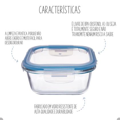Imagem de Kit 6 Potes Herméticos De Vidro Marmita Vasilha Porta Mantimento Com Tampa Freezer Microondas 520ml