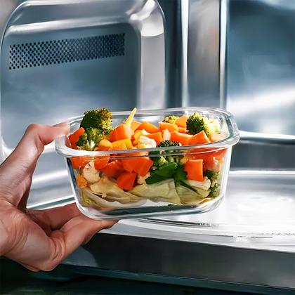 Imagem de Kit 6 Potes Herméticos De Vidro Marmita Vasilha Porta Mantimento Com Tampa Freezer Microondas 520ml