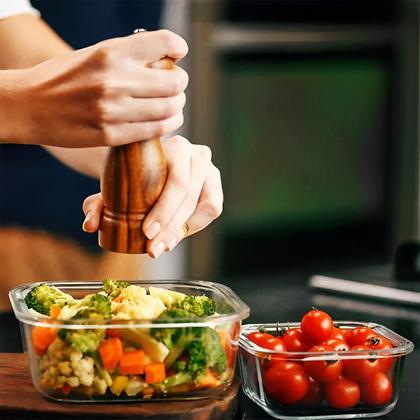 Imagem de Kit 6 Potes Herméticos De Vidro Marmita Vasilha Porta Mantimento Com Tampa Freezer Microondas 520ml