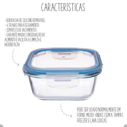 Imagem de Kit 6 Potes Herméticos De Vidro Marmita Vasilha Porta Mantimento Com Tampa Freezer Microondas 520ml