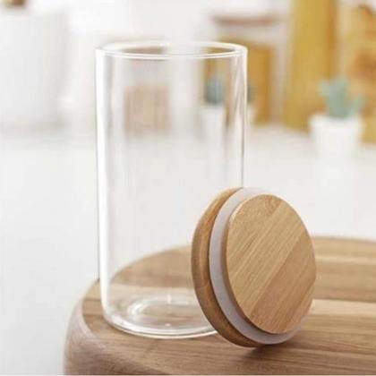 Imagem de Kit 6 Potes Herméticos Redondos de Vidro com Tampa de Bambu 750ML