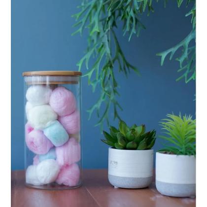 Imagem de Kit 6 Potes Herméticos Redondos de Vidro com Tampa de Bambu 750ML