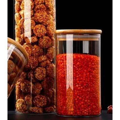 Imagem de Kit 6 Potes Herméticos Redondos de Vidro com Tampa de Bambu 750ML