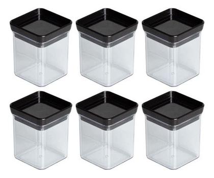 Imagem de Kit 6 Potes Mantimentos Alimento Hermético Quadrado Acrílico