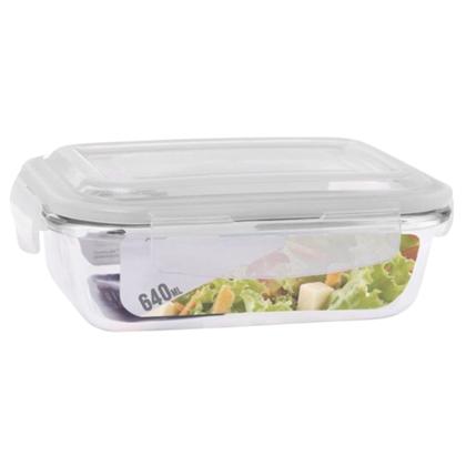 Imagem de Kit 6 Potes Retangular 4 Travas Marmita Canelado 640ml