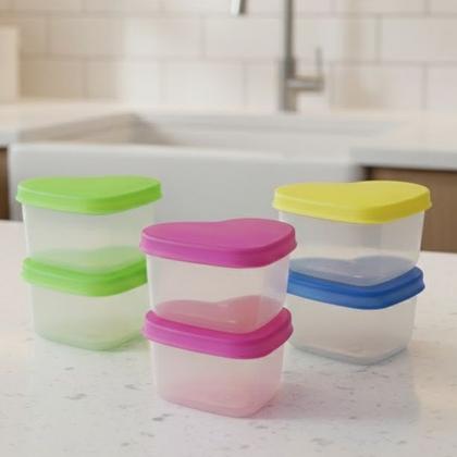 Imagem de Kit 6 Potes Tampas Coloridas Formato Coração 50ml LT25