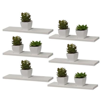 Imagem de Kit 6 Prateleiras 30 x 15cm Branca Suporte Invisível