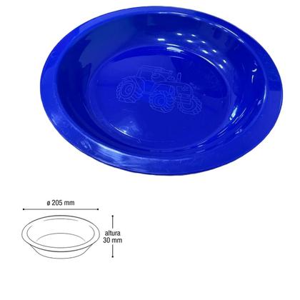 Imagem de Kit 6 Prato Infantil de Plástico Com Desenho de Trator Azul