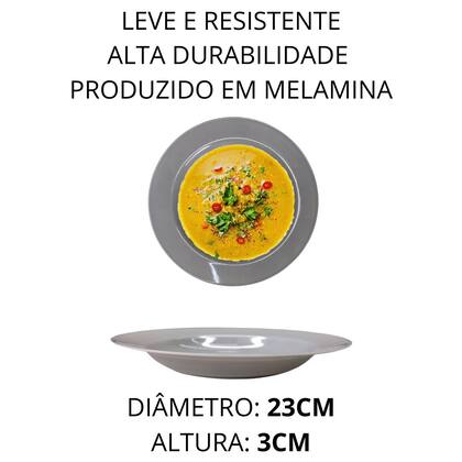 Imagem de Kit 6 Pratos Fundo em Melamina Refeição 23cm Festa Buffet