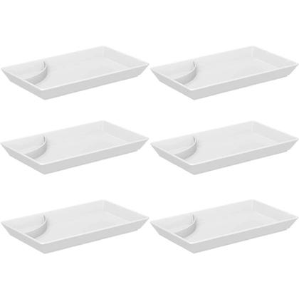 Imagem de Kit 6 Pratos para Sushi Comida Japonesa com Porta Shoyu Comida Oriental Branco Uno Coza