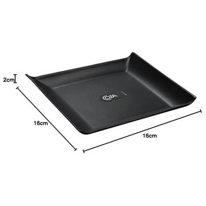 Imagem de Kit 6 Pratos Quadrados 16cm Pretos Plástico Cozy Coza Lanches Frutas Frios