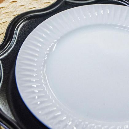 Imagem de Kit 6 Pratos Rasos de Porcelana Branca 26,5cm Germer Mesa Posta Diamante