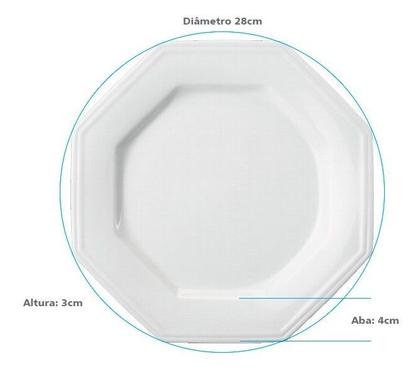 Imagem de Kit 6 Pratos Rasos Jantar Porcelana Schmitd Prisma