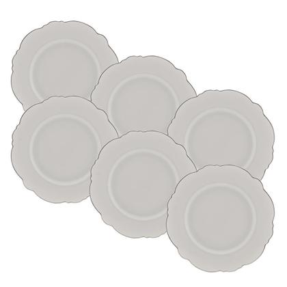 Imagem de Kit 6 Pratos Sobremesa Porcelana Maldivas Prata 21cm Wolff - WOLFF MESA