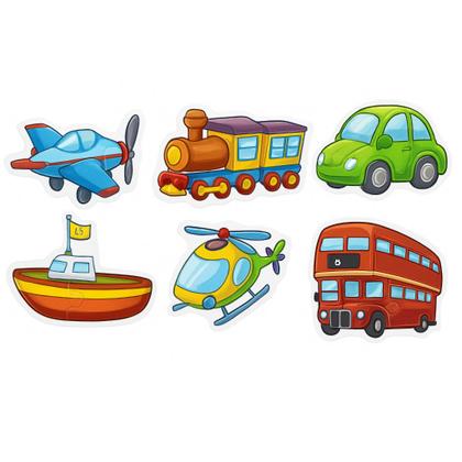 Imagem de Kit 6 Quebra-Cabeça Infantil Brinquedo na Caixa com Tema de Veiculos Pets Fundo do Mar e Animais