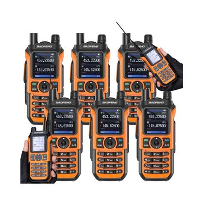 Imagem de Kit 6 Rádios Baofeng UV21 Tri Band Walkie Talk à Prova d'água Display 1.77” Polegadas Longo Alcance