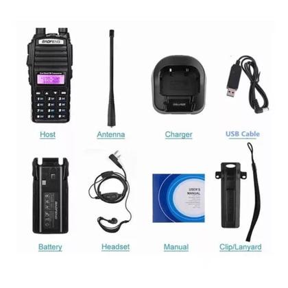 Imagem de Kit 6 Rádios Comunicador Baofeng 5w Bf Vhf /uhf/ Fm Dual Band Uv-82 Cor Preto