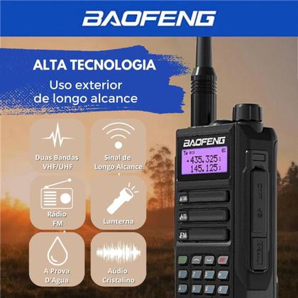 Imagem de Kit 6 Radios Comunicador Baofeng UV16 Walk Talk Longo Alcance Dual Band a Prova dágua