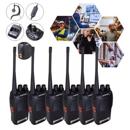 Imagem de Kit 6 Rádios Comunicador Walk Talk Baofeng 777s Amador Prof Bandas De Freqüência 433 Cor Preto