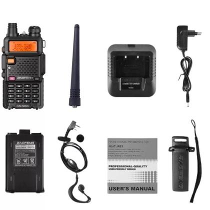 Imagem de Kit 6 Rádios Comunicador Walk Talk Baofeng Bf Uv-5r Amador Bandas De Freqüência Cor Preto