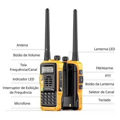 Imagem de Kit 6 Rádios Comunicadores de Longa Distancia Walk Talk Tri-Band Profissionais Com Fones de Ouvido