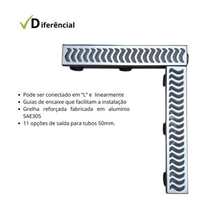 Imagem de Kit 6 Ralos Elite 8x50 Em Alum Com Coletora Preta + Tela