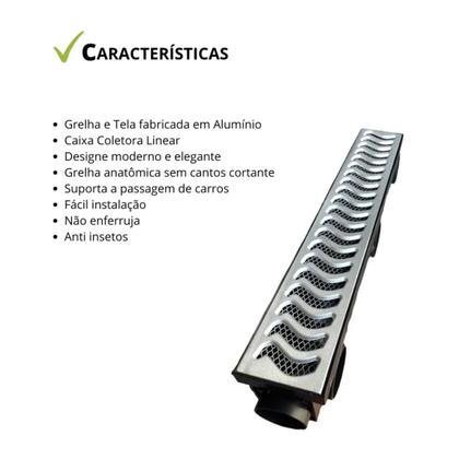 Imagem de Kit 6 Ralos Elite 8x50 Em Alum Com Coletora Preta + Tela