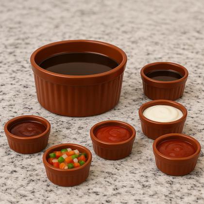 Imagem de Kit 6 Ramequim Pequeno 170ml Plástico Premium Feijoada Molho Comida Japonesa Coreana Chinesa