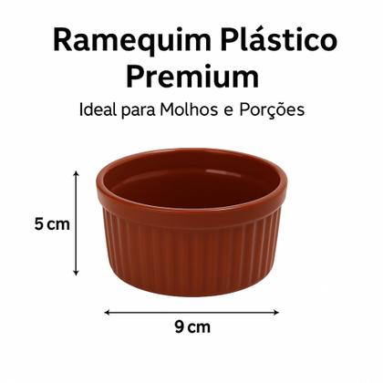 Imagem de Kit 6 Ramequim Pequeno 170ml Plástico Premium Feijoada Molho Comida Japonesa Coreana Chinesa